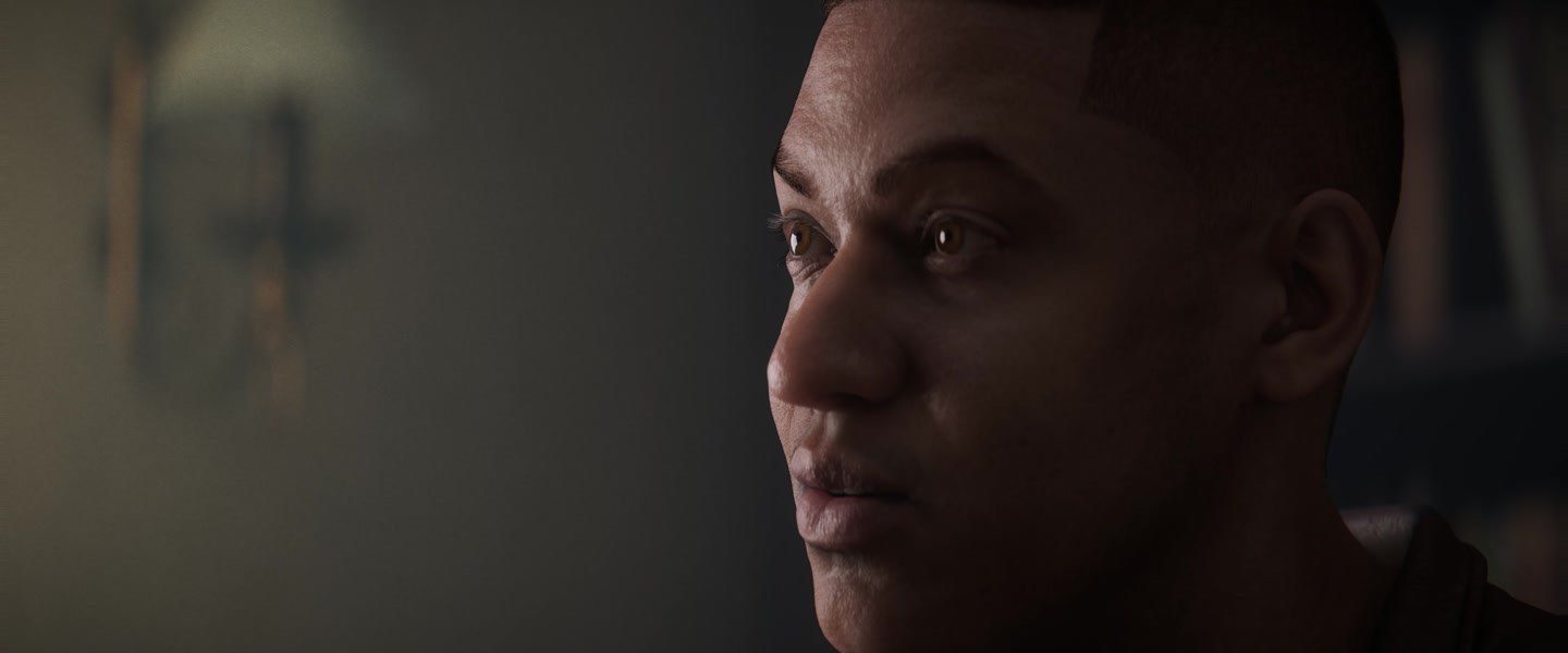 The therapist character seated in the Recall therapy room, lit and rendered in Unreal Engine