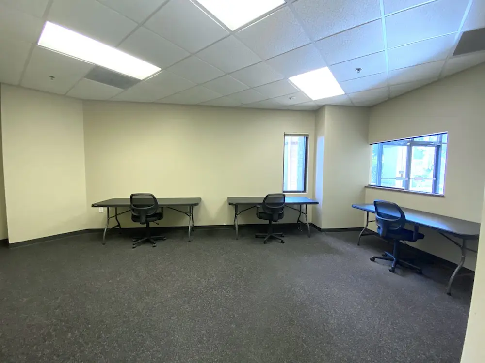 Production office with desks and workstations at Studio Space Atlanta West