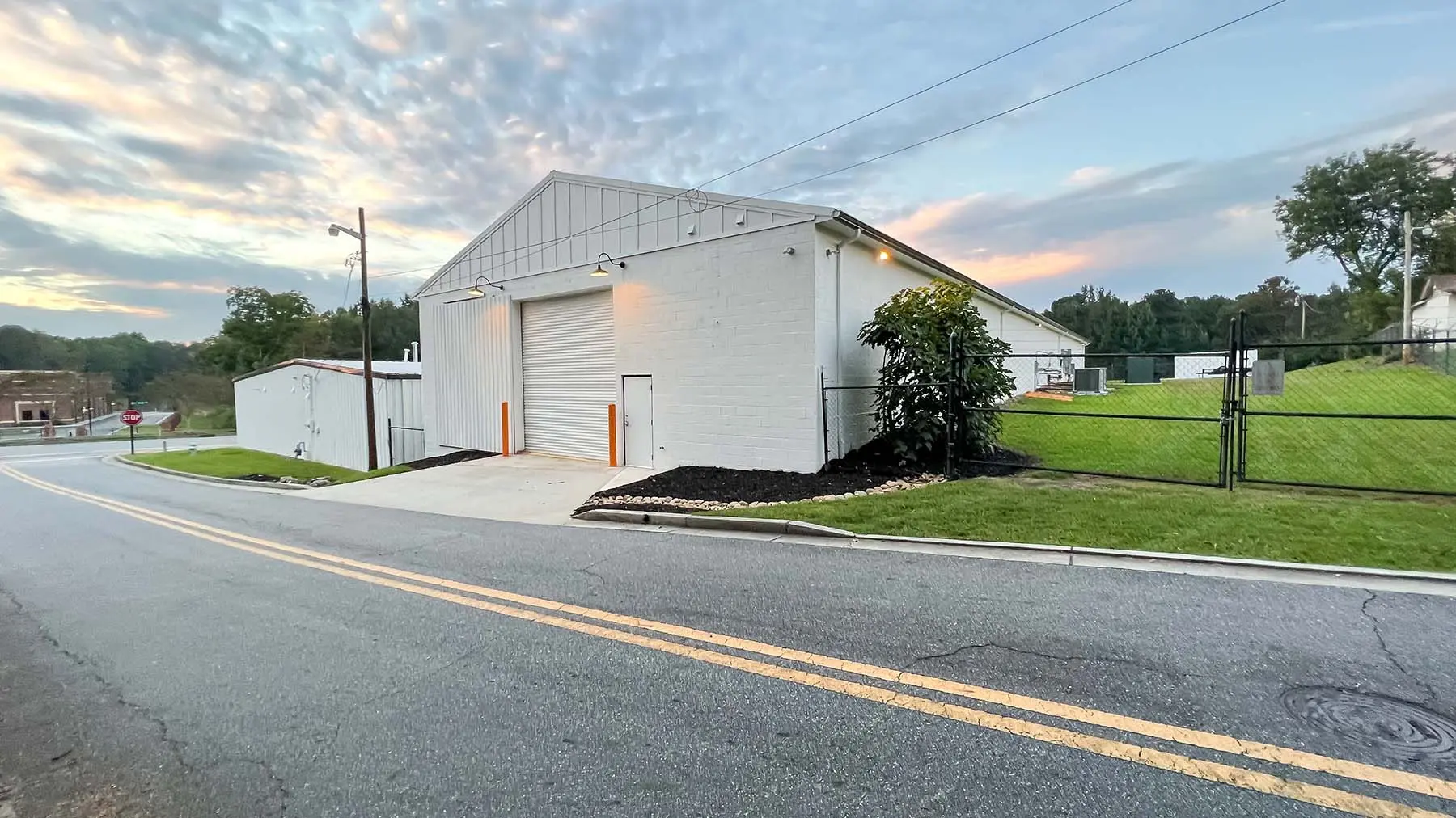 Form Studios Buford building exterior at sunset